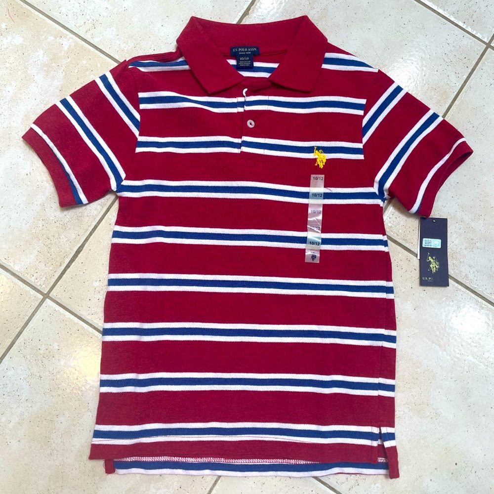 U.S. Polo Assn. Kids' Red and Blue Striped Polo